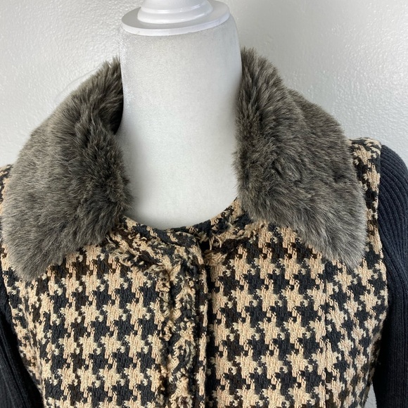 CABI Houndstooth Zip Tweed Sweater Career Academia Cardigan Blazer Jacket size 4 - Picture 7 of 15